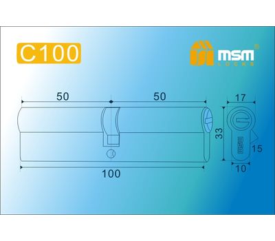 Цилиндровый механизм MSM Locks Перфорированный ключ-ключ C100mm PB (латунь)
