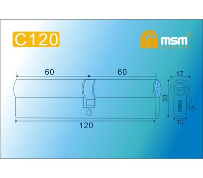 Цилиндровый механизм MSM Locks Перфорированный ключ-ключ C120mm PB (латунь)