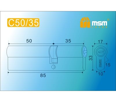 Цилиндровый механизм MSM Locks Перфорированный ключ-ключ C50/35 мм SN (матовый никель)
