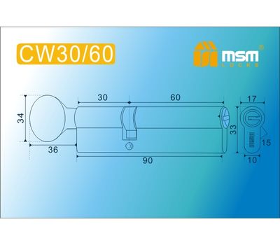 Цилиндровый механизм MSM Locks Перфорированный ключ-вертушка CW30/60mm SN (матовый никель)