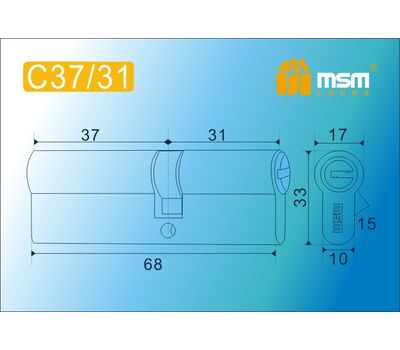 Цилиндровый механизм MSM Locks Перфорированный ключ-ключ C37/31 мм SN (матовый никель)