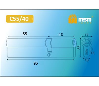 Цилиндровый механизм MSM Locks Перфорированный ключ-ключ C55/40 мм SN (матовый никель)
